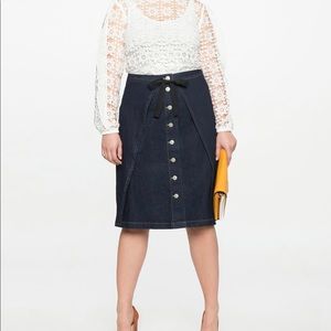 Denim Button Front Skirt